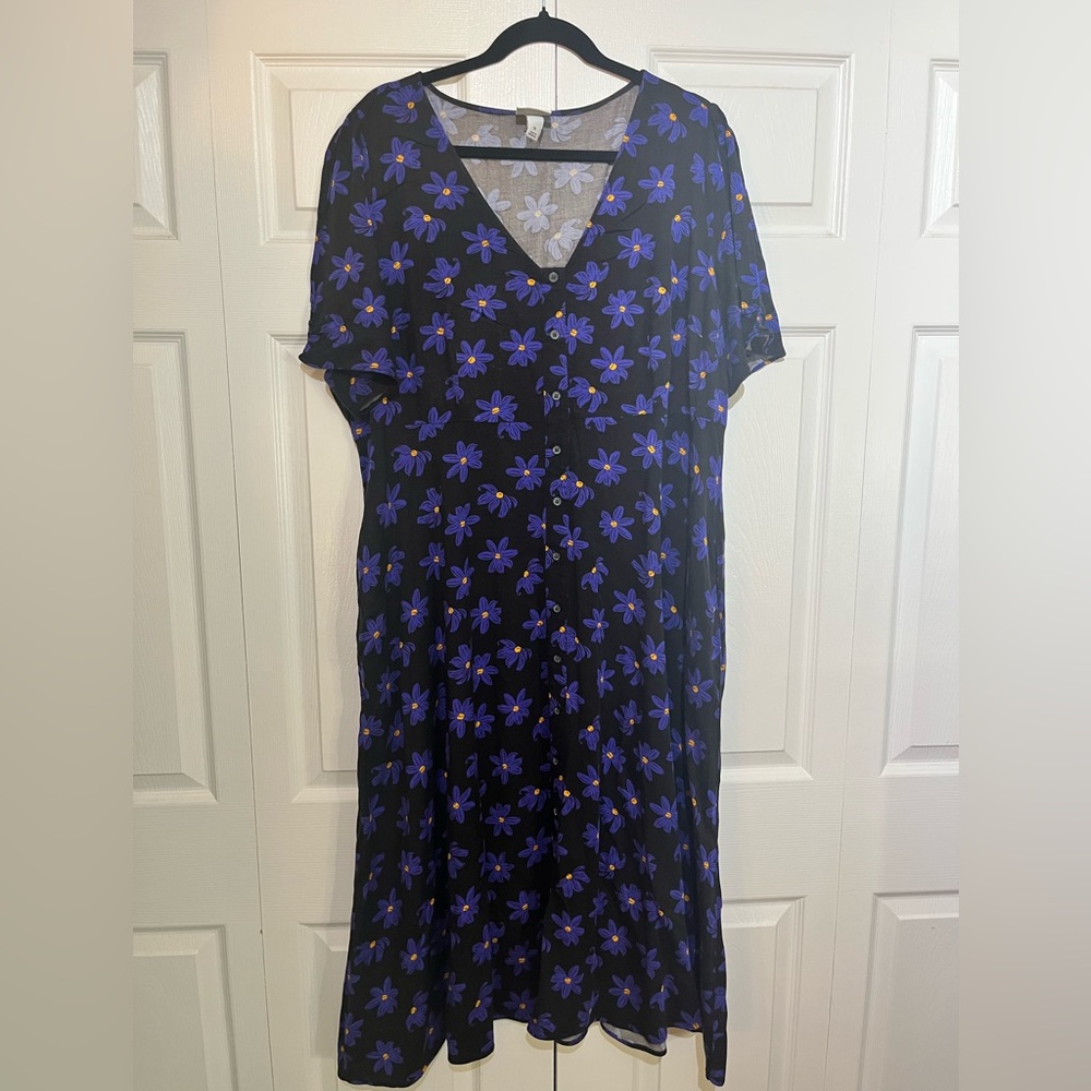 Ava & Viv Black Dress with Purple Floral Design